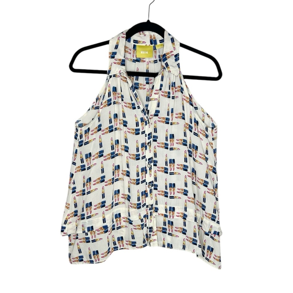Maeve Anthropologie Lipstick Print Patterned Sleeveless Top size 2